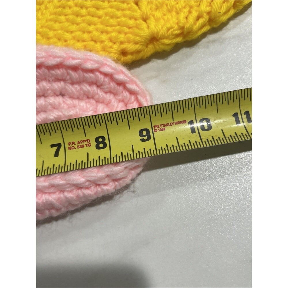 New Vintage Lillian Vernon Crochet Slippers OS Pink 9” Long Granny Core Cottage - Picture 7 of 9